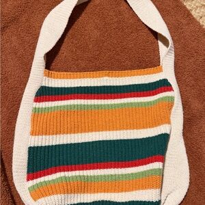 Striped Multicolor Knit Shoulder Bag